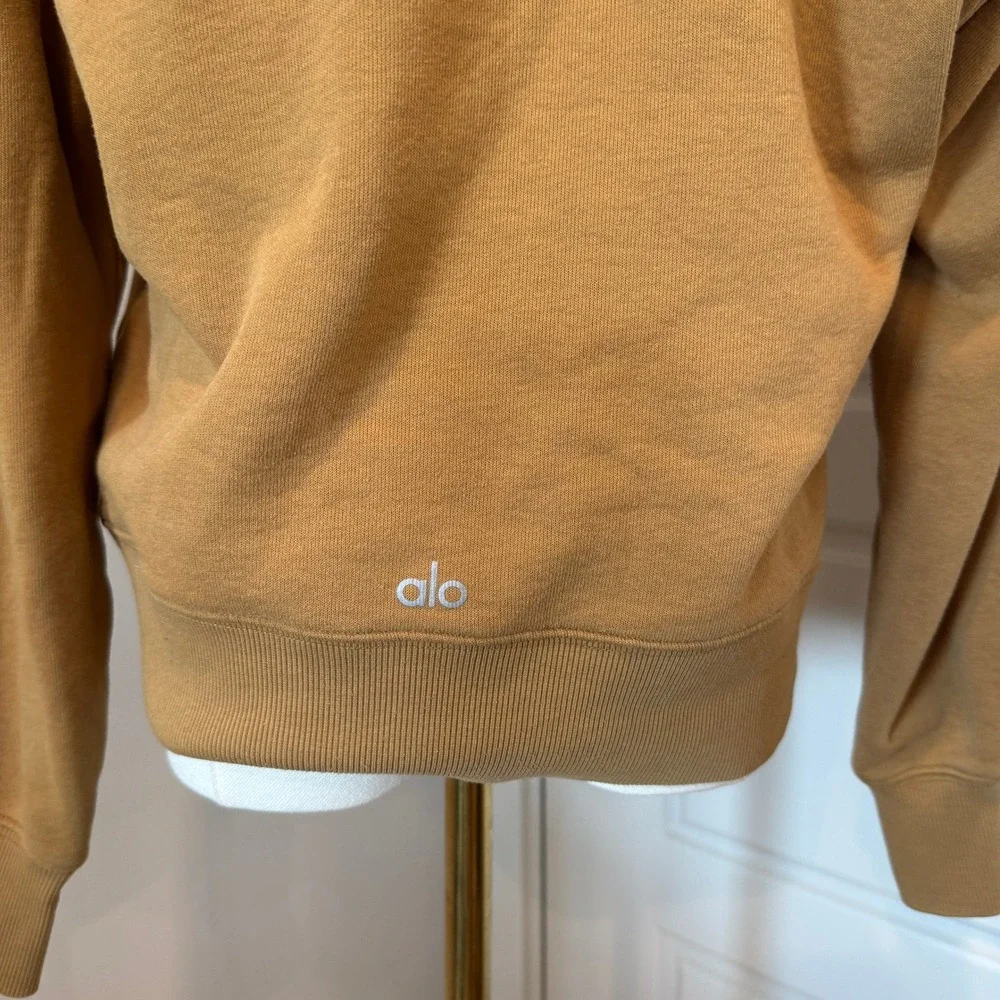 Alo Yoga Womens Sweatshirt Mock Neck Oversized Fleece Honey Mustard Size XS